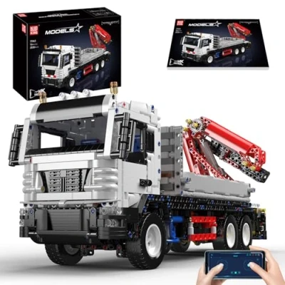 Image of Mould King 17063 Technology Truck Building Blocsk Kit, Remote Control with Construction Crane Block (2530 PCS), Assembly Heavy Duty Pneumatic Clamp Toys for Kids 8+