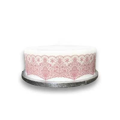 Image of Top That Edible Decor Sheet PINK Lace Effect Border Ribbon Perfect for Larger cakes Easy to Use