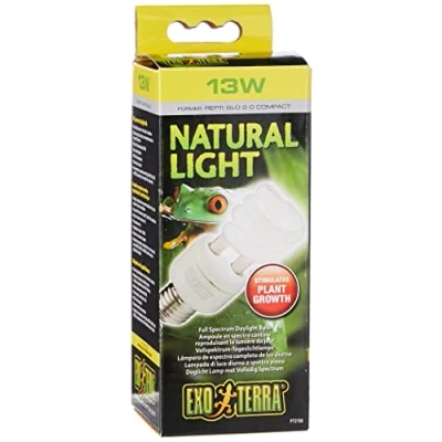 Image of Exo Terra Natural Light, full spectrum daylight lamp, compact lamp with ideal for all reptiles and amphibians, 13W, E27 socket (Pack of 1)