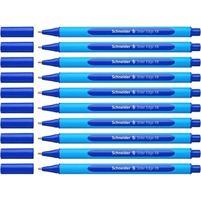 Image of Schneider 152203 Ballpoint Pen Slider Edge with Cap XB Blue Barrel Colour: Cyan Pack of 10