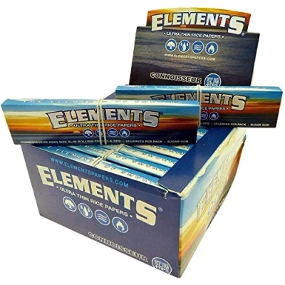 Image of Elements 3 x Connoisseur King Size Slim 110mm Rolling Papers &amp; Tips Full Box