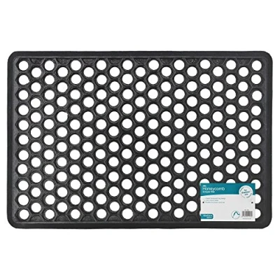 Image of JVL Honeycomb Outdoor Rubber Ring Entrance Floor Door Mat 40 x 60 cm