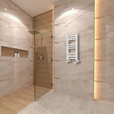 Image of Warmehaus Curved Heated Towel Rail Radiator Ladder White 600x300mm Central Heating Radiators for Bathroom Kitchen