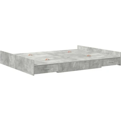 Image of vidaXL Storage Bed Frame Concrete grey 135 x 190 cm Engineered wood