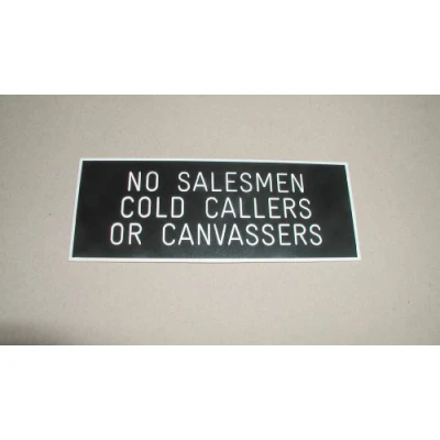Image of Black Engraved Sign No Salesmen Cold Callers or Canvassers
