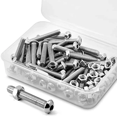 Image of (40 sets) M5 0.8 x 20 mm Hex Socket Screws and Nuts Set 304 Stainless Steel 18 8 Round Head