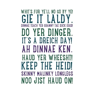 Image of Wee Blue Coo Quote Scottish Sayings Phrases Scotland Typograph Wall Art Print