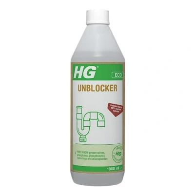 Image of HG Eco Drain Unblocker, Kitchen Sink &amp; Bathroom Heavy Duty Bath Traps Waste Water Pipes, Conscious Cleaning Products, Recyclable 1000ml (681100106)