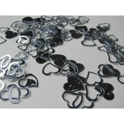 Image of Wedding SILVER MIXED HEARTS table scatter 14gm mixture confetti
