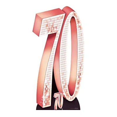 Image of Star Cutouts Rose Gold Number 70 Anniversary Birthday Lifesize Cardboard Cutout With Mini
