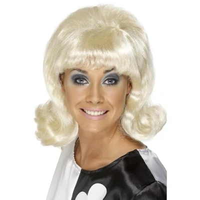 Image of Smiffys 60s Flick Up Wig, Blonde Short, 1960&#039;s Groovy Fancy Dress, 1960s Dress Wigs