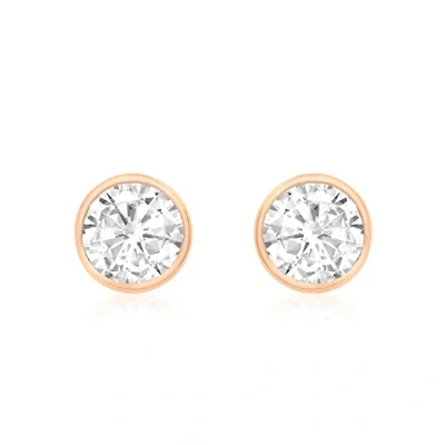 Image of Carissima Gold Women&#039;s 9 ct Rose Rubover Cubic Zirconia Stud Earrings