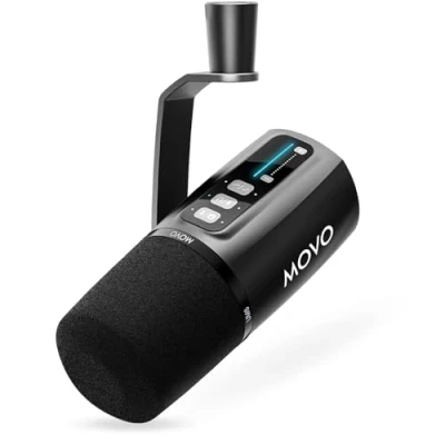 Image of Movo UM6 Dynamic Podcast Microphone with Built in GainCast Preamp XLR and USB C Outputs Studio Mic for Gaming, Podcasting, Streaming, Vocals, Computers, Content Creation
