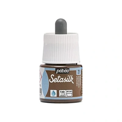 Image of Pebeo Setasilk Chestnut 45 ml bottle Silk paint Pipette cap