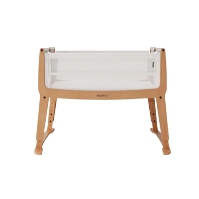 Image of SnuzPod Studio Next to Me Crib Portable Lightweight Baby Bed with Zip Down Wall, 3D Breathable Mattress, 6 Height Settings and Comfort Incline Mode Ideal Home Travel Cot Wheels, Stockholm