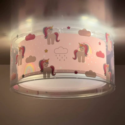 Image of Dalber Children&#039;s Ceiling Light for Unicorns, Animals, Pink