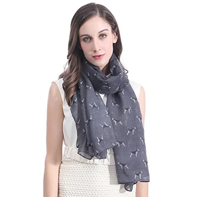 Image of Lina &amp; Lily Beagle Dog Print Large Scarf Lightweight (Dark Grey)(Size: 180cm x 90cm)