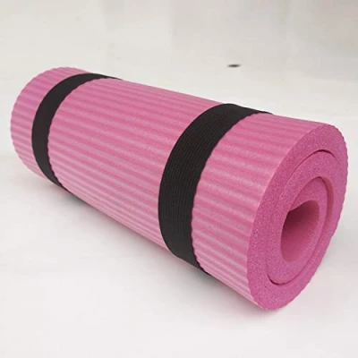 Image of ausuky Pink 15mm Thick Exercise Fitness Yoga Mat for Meditation, Pilates &amp; Gym
