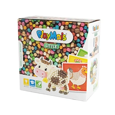 Image of PlayMais Mosaic Little Farm Creative Craft kit for Girls &amp; Boys from 3 Years 2300 6 templates with Animals stimulates Creativity Motor Skills Natural Toy