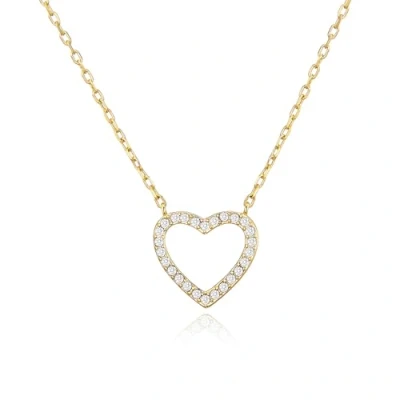 Image of Philip Jones Gold Plated Open Heart Necklace Created with Zircondia® Crystals