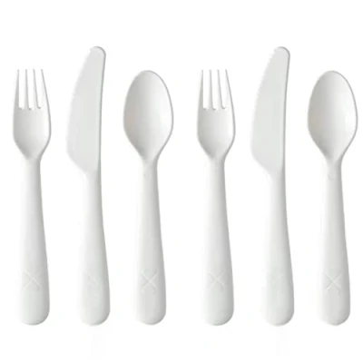 Image of Children Kids Baby Toddler Cream Cutlery Set IKEA Kalas Replacements Colour Choice 6pcs Fork Knife Spoon BPA Free