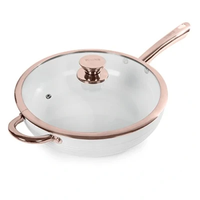 Image of Tower Linear Rose Gold 28cm Multi Pan Set White