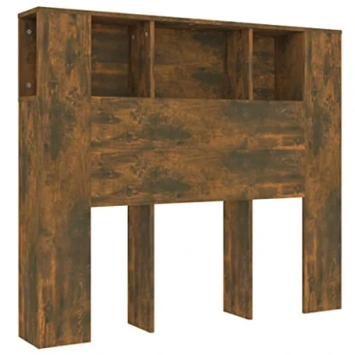 Image of vidaXL Headboard Cabinet Home Bedroom Furniture Accessory Wall Bed Bookcase Backboard Smoked Oak 120x18.5x104.5 cm