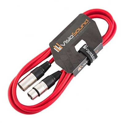Image of Male to Female XLR Mic Lead/Balanced Microphone/Mic Patch Cable / 7 Colours 2m Red