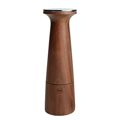 Image of T&amp;G CrushGrind Oblique Black Walnut Salt Mill, 20.5cm / Stylish Fine Dining Gourmet Fully Adjustable Ceramic Manual Grinder Shaker Coarse &amp; Easy Fill