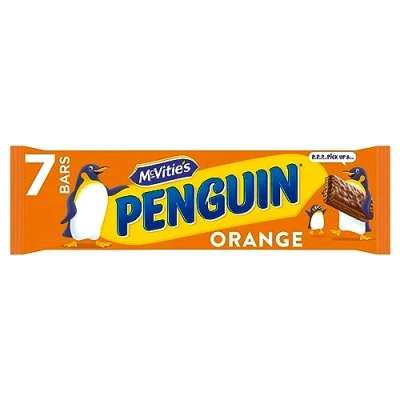 Image of McVitie&#039;s Penguin Orange Chocolate Biscuit Bar 7 Bars (Pack of 1)