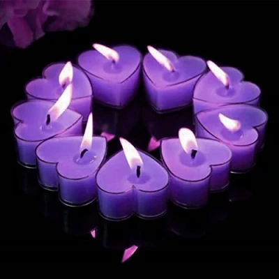 Image of Pack of 9 Heart shaped romantic tea lights, scented candles,tea lights.Romantic Candles for Valentine&#039;s Day, Birthday, Proposal, Wedding, Party, Engagement, Purple