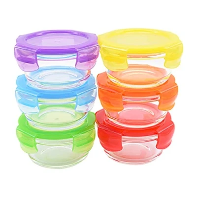 Image of ARSUK Baby Food Storage Containers Set Freezer Pots Weaning Bowls Cubes BPA Free Glass Mini Boxes 200ml x 6PCS