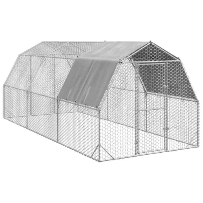Image of vidaXL Chicken Run with Roof 2.5x6x2.25 m Galvanised Steel