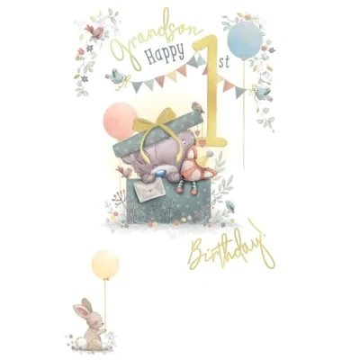 Image of Me To You Grandson Happy 1st Birthday Card, Mixed