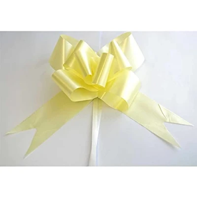 Image of SHATCHI Large 50mm/5cm Ribbon Pull Bows for Party Wall, Gift Wraps, Christmas Trees, Wedding, Birthday Hampers Decoration Florist, Light Yellow, 40pcs