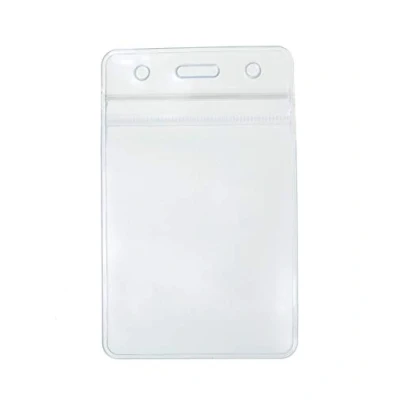 Image of CKB LTD Show Clear Vertical Portrait ID Badge Card Plastic Pocket Pouch Holder Double Sided Identity Waterproof Dust Proof Office Pouches for Travel Businesses Schools Teachers Events (Pack of 50)