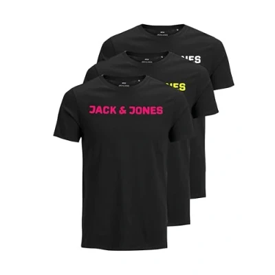 Image of JACK &amp; JONES Men&#039;s T Shirt Logo Tee Crew Neck Pack of 3, 5 (Pack B), 3XL