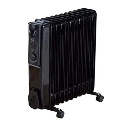 Image of Neo 11 Fin 2500W Electric Oil Filled Radiator Portable Heater With 3 Heat Settings Thermostat (Black)