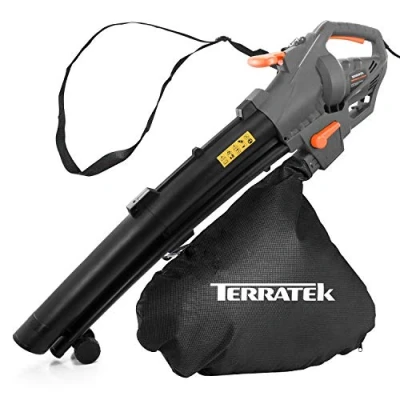 Image of Terratek Corded Leaf Blower and Garden Vacuum 3000W, 3 in 1 Lightweight Mulcher, Vacuum, 35L Blowers Collection Bag, 10m Cable, Wheels &amp; Shoulder Strap Included