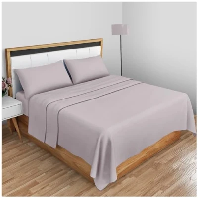 Image of Non Iron Percale Flat Sheet King Size Polycotton Anti Wrinkle Hotel Quality Bed Sheets Luxury Bedding Plain Dyed Grey
