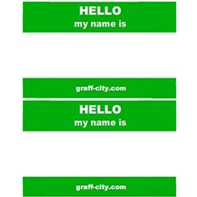 Image of &#039;Hello My Name is&#039; Stickers/Name Label Tags Green &amp; White 100 8cm x 6cm