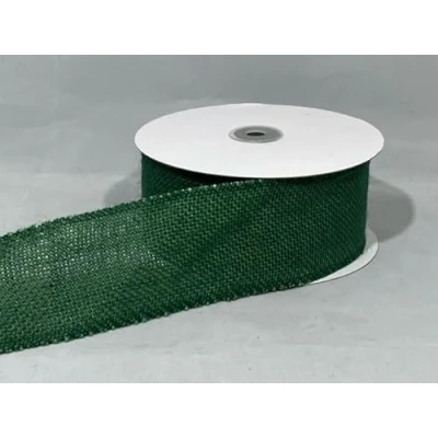 Image of Full Roll x 10 metre 63mm ECO Style Hessian Wired Ribbon Forest Dark Green Christmas 6.3cm