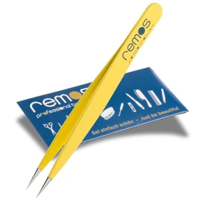 Image of REMOS Splinter Tweezers with Extra fine tip Stainless Steel 9.5 cm Yellow