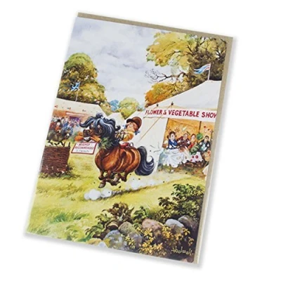 Image of &quot;Highly Recommended&quot; Horse riding and pony greeting card with envelope by Norman Thelwell. Blank on the inside for any message