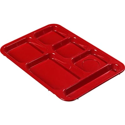 Image of CFS Right Hand 6 Compartment Tray, 10&quot; x 14&quot;, Red, (Pack of 24)