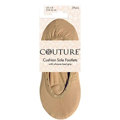Image of Couture Cushion Sole Footlet 3 Pairs Natural