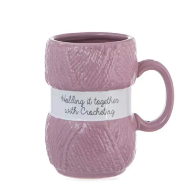Image of Boxer Gifts Crochet Mug Realistic Ball of Wool Yarn Detailing Novelty Accessories Funny Crocheting for Women and Crocheters On Birthday &amp; Christmas, Pink