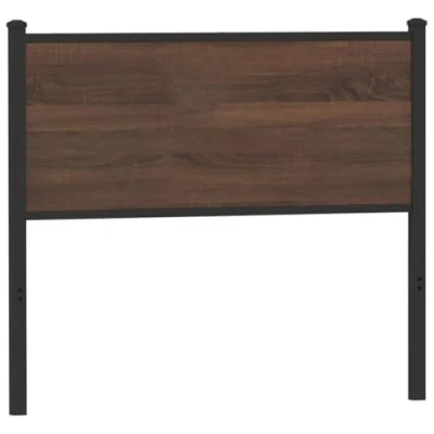 Image of vidaXL Headboard Bed Brown Oak Engineered Wood and Steel Suitable for 100 cm Mattress Width Ideal Modern Bedroom 105x3x91.5