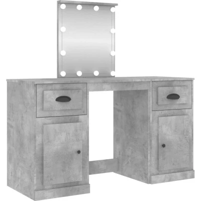Image of vidaXL Dressing Table with LED Concrete Grey 130x50x132.5 cm