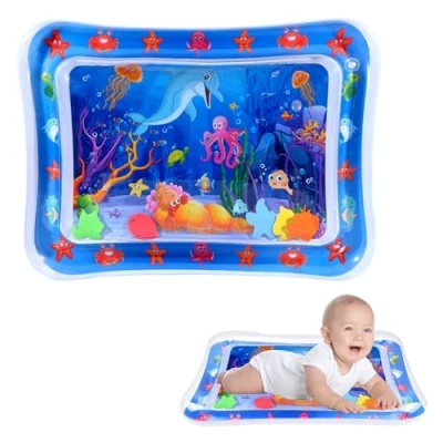 Image of Tummy Time Water Mat,Blue Dolphin Mat Baby Sensory,Early Development Stimulation Growth Activity,for Toddlers 3 Months and Above(Square)